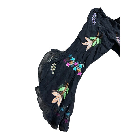 Boston Proper Silk Sheer Embroidered Sequin Off Shoulder Top Women's Sz S Fairy - Picture 4 of 11